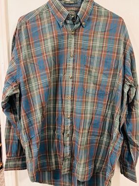 Dockers Blue Green Brown Plaid Button-Down Shirt